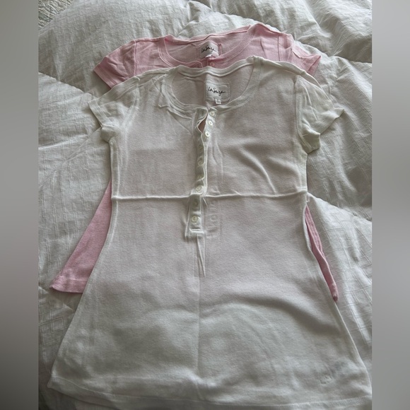 La SENZA (2) Vintage Light Pink Henley Cap Sleeve T-shirt - Picture 6 of 10